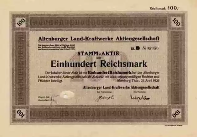 Altenburger Landkraftwerke Langenleuba 1925 Leipzig Rositz 100 RM Thüringen  ##