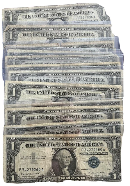 1957 One Dollar Well Circulated Silver Certificate Note $1 Bill Randomly Picked