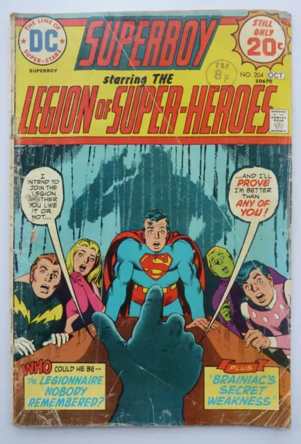 Superboy starring the Legion of Super-Heroes #204 DC Comics October 1974 GD 2.0