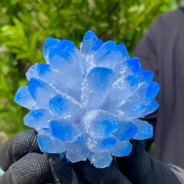 385G New Find sky blue Phantom Quartz Crystal Cluster Mineral Specimen Healing