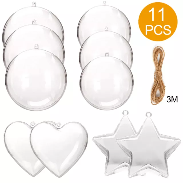 10pcs Plastic Clear Ball Empty Baubles Decorative Hanging Ornaments DIY Gifts HD