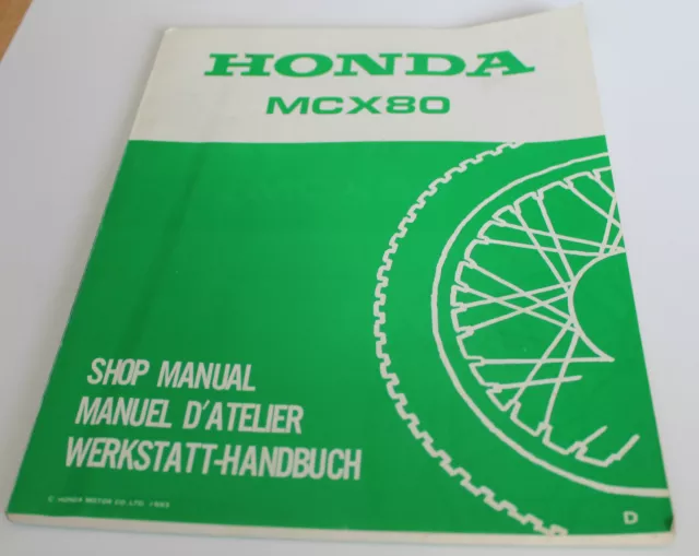 Werkstatthandbuch Reparatur Anleitung Shop Manual D´Atelier Manuel Honda MCX 80