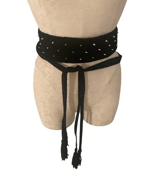 MAJE WOMENS BELT One Size Black Anoushka Self Wrap Velvet  display picture 3