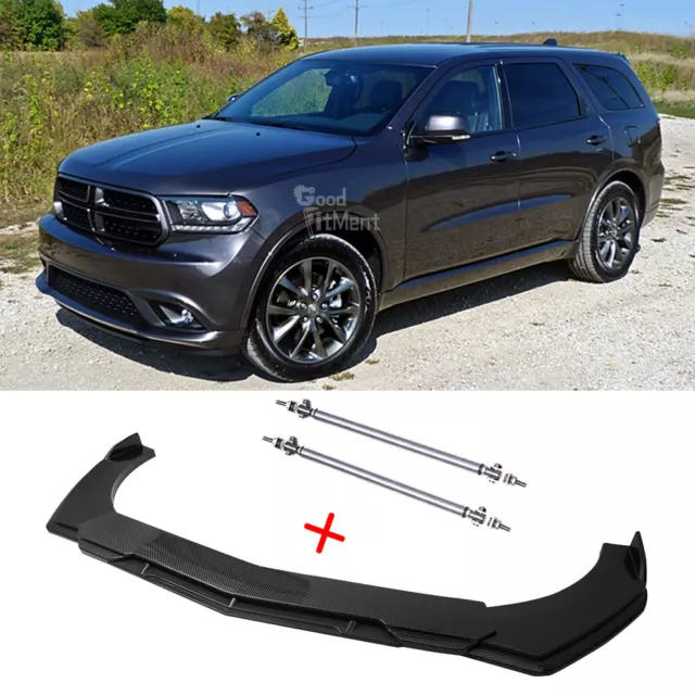 For Dodge Durango 2011-2023 Carbon Front Bumper Lip Spoiler Splitter +Strut Rods