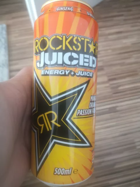 Energy Drink ,Rockstar, JUICED mango orange passion gold Top, red tap 500ml voll