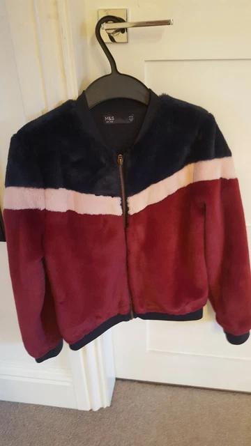 M&S Girls Furry Fluffy Bomber Jacket age 10 11