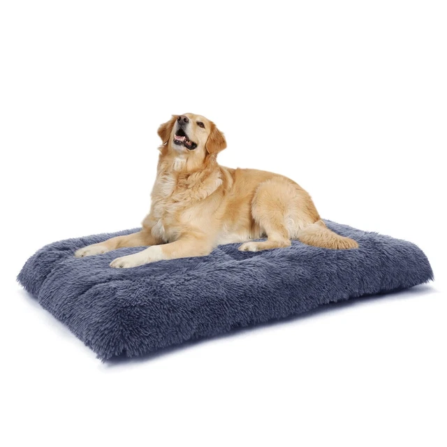 Hush Hutting Gray-Black Plush Dog Bed Memory Foam Pet  Mat 36x24" for Large Dog