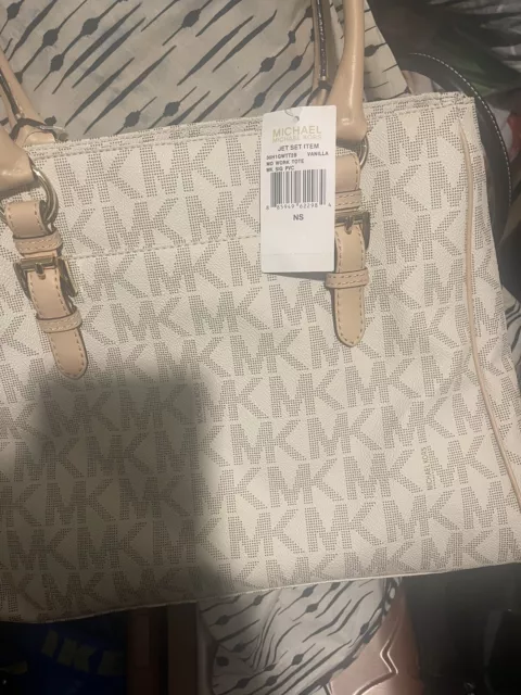 michael kors logo vanilla jet set bag