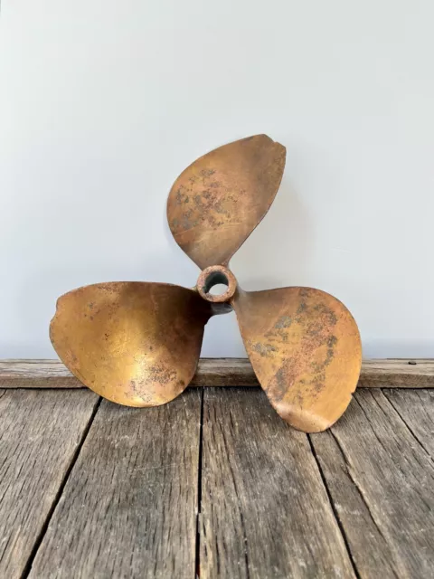 Vintage Bronze Boat Propeller - 14" Boat Propellor - Vintage 3 Blade Federal