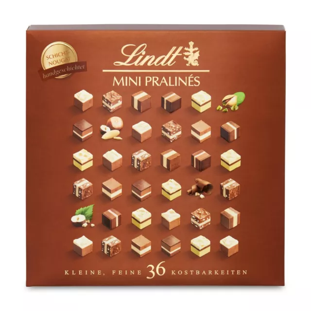 1x165g Lindt Nougat Mini Pralinés Schachtel mit 36 Pralinen Schoko NEU MHD 8/24