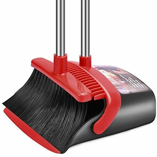 Broom and Dustpan Set Dust Pan and Broom Combo for Floor Cleaning Dustpan wit...