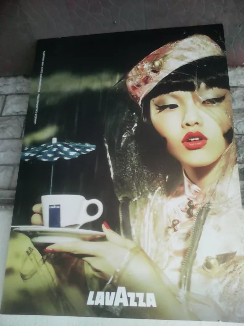 INSEGNA PUBBLICITARIA ' LAVAZZA ' ( cm 90,00 x cm 65,00 , ELLEN VON UNWERTH ! )