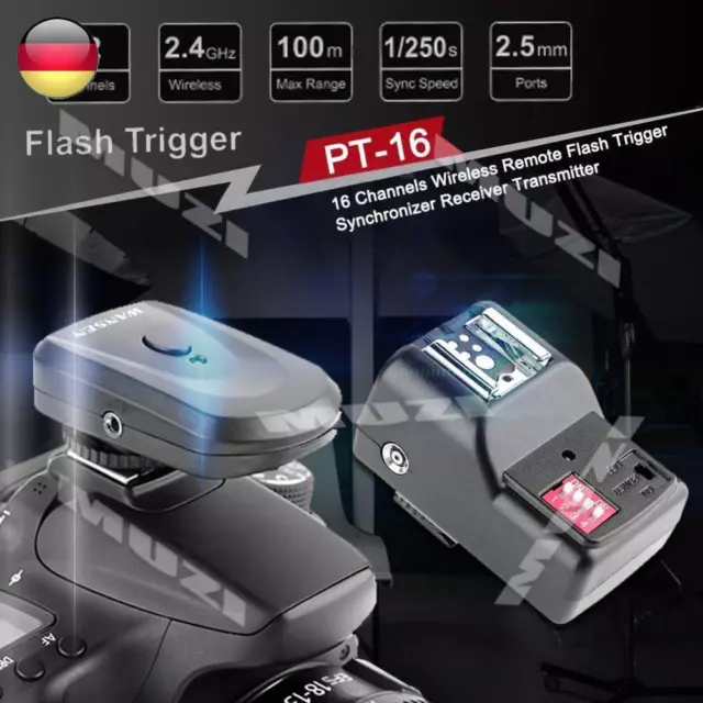 16 Channels Wireless Remote Flash Trigger Synchronizer Receiver Transmitter -DE