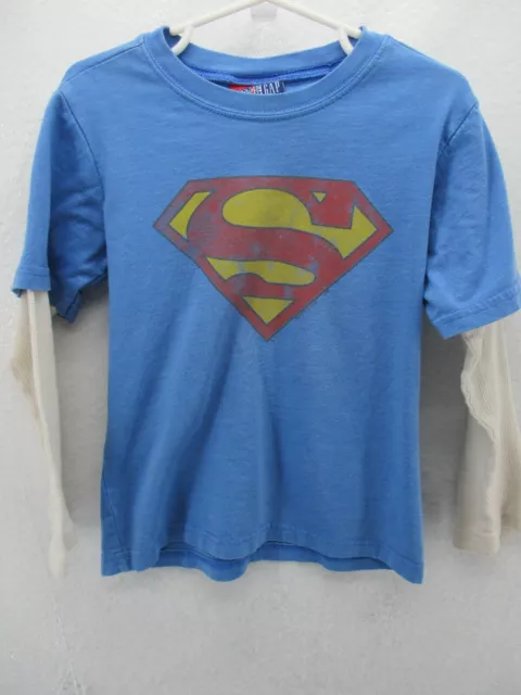 VINTAGE Boys Baby Gap Superman Shirt 5 Year Thermal Layered Waffle Knit DC Comic