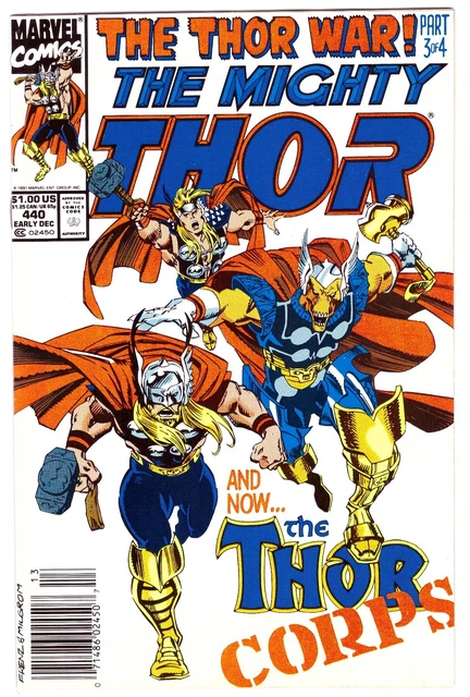 MIGHTY THOR #440 (1991): KEY- 1st Team App Of Thor Corps: HIGH GRADE!