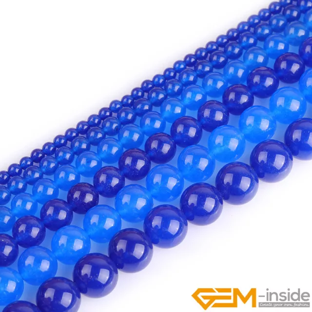 Blue Jade Gemstone Round Beads For Jewelry Making 15" 4mm 6mm 8mm 10mm 12mm 14mm
