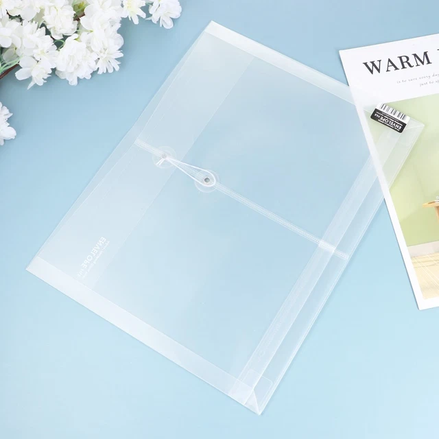 10PCS PLASTIC ENVELOPES with String Closure Clear Document Organizer ...