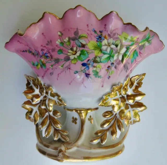 Vase De Mariage Ancien Xix° Porcelaine De Valentine , Fond Rose