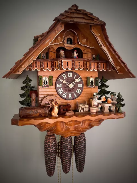 cuckoo clock black forest 8 day original germany  music beer drinker beer garden