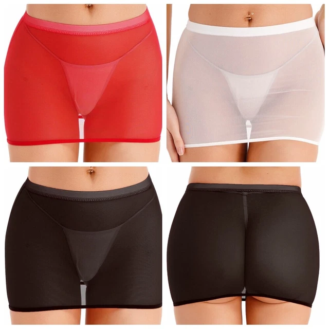 Women's Sexy See Through Sheer Mesh Low Rise Mini Micro Skirt Package Hip Skirt