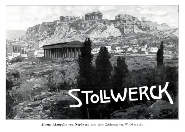 Stollwerck Schokolade Reklame 1908 Arkropolis Athen von Willy Orbanski * Berlin