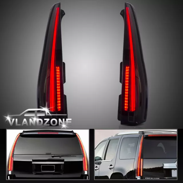 A Pair LED Smoke Rear Lamps Tail Lights For 2007-2014 Chevy Suburban Tahoe Yukon