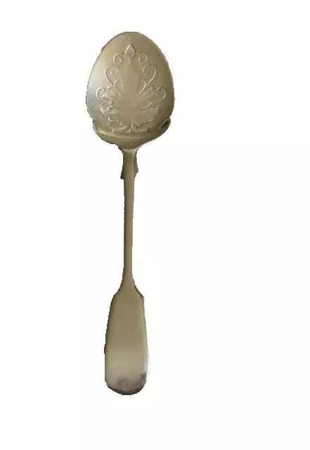 William Page & Co late 19th century EP silver fiddleback jam/preserve spoon