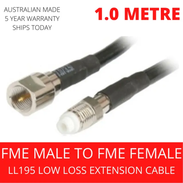 1M Extension Cable FME Male to FME Female Low Loss LL195 Coaxial Antenna Cable