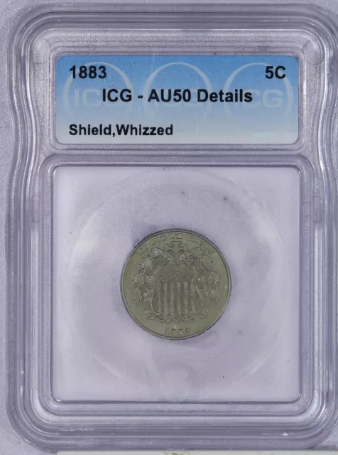 1883 Shield Nickel 5c ICG AU50 Details