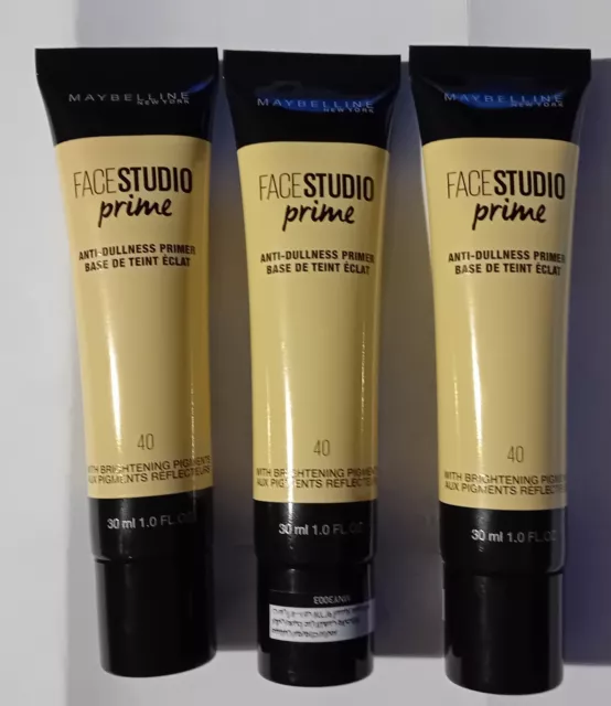 3 x Maybelline Face Studio Prime Anti Dullness Primer 40