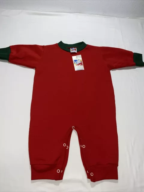 Vintage 1980’s “Create A Craft” Red/Green Baby Romper Size 18mos NWT Made In USA