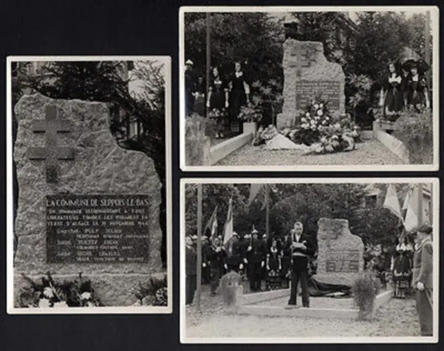 3 CPA Photo Card Seppois-le-Bas 68 Monument of / The Char Upper Rhine Guerre