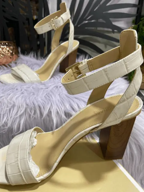 MICHAEL Michael Kors Women's Petra Block Heels Sandals - Light Cream 6.5M