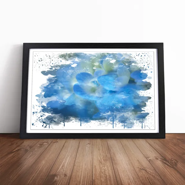 Flower Blue Hydrangea V3 Wall Art Print Framed Canvas Picture Poster Home Decor