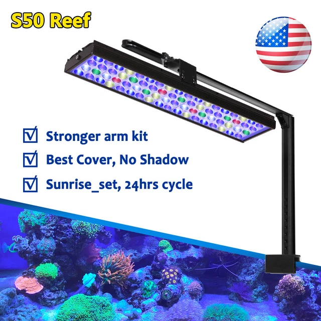 PopBloom Timer Control LED Aquarium Light for 24" 2' Marine Reef Coral Nano Tank
