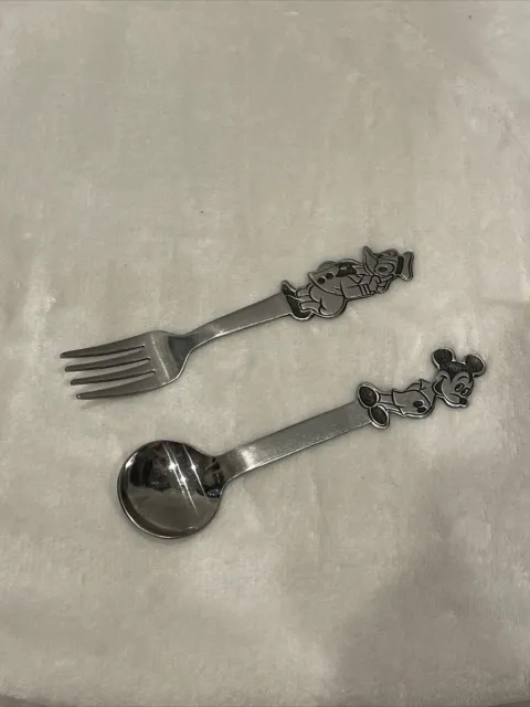 Bonny Walt Disney Mickey Mouse and Donald Duck Childs Spoon Fork Vtg Flatware