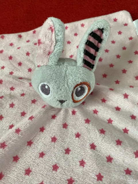🇫🇷 Doudou plat Lapin Gris Cocard Carré Blanc Rose Extra Doux KEMADI TTBE 2