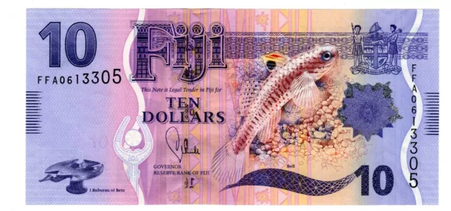 FIJI FIDJI Billet 10 Dollars 2013 P116 POISSON  UNC NEUF