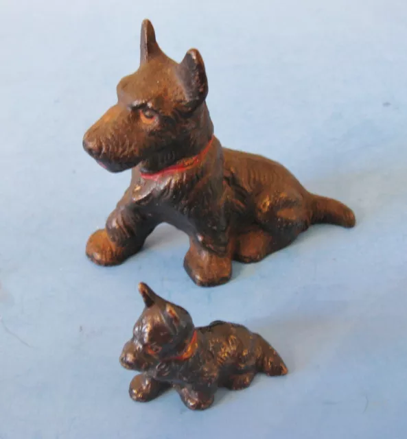 Pair (2) Antique Hubley Cast Iron Scottie Dogs 1930'S
