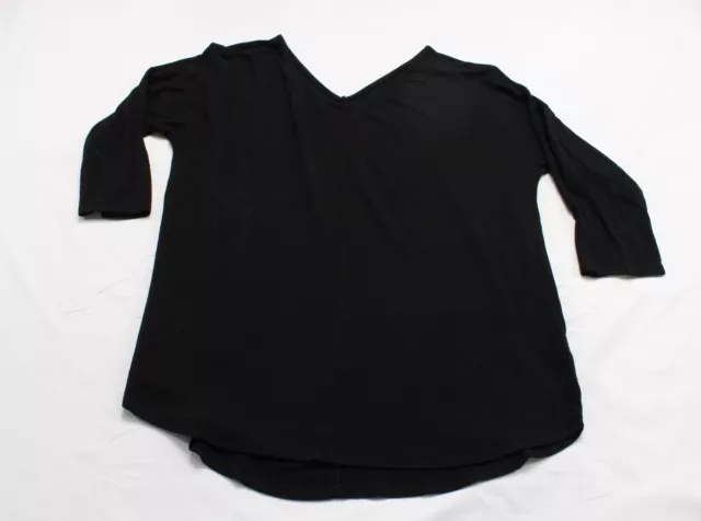 Tahari Women's Basic 3/4 Sleeve V-Neck Modal Blend Top JW7 Black Large