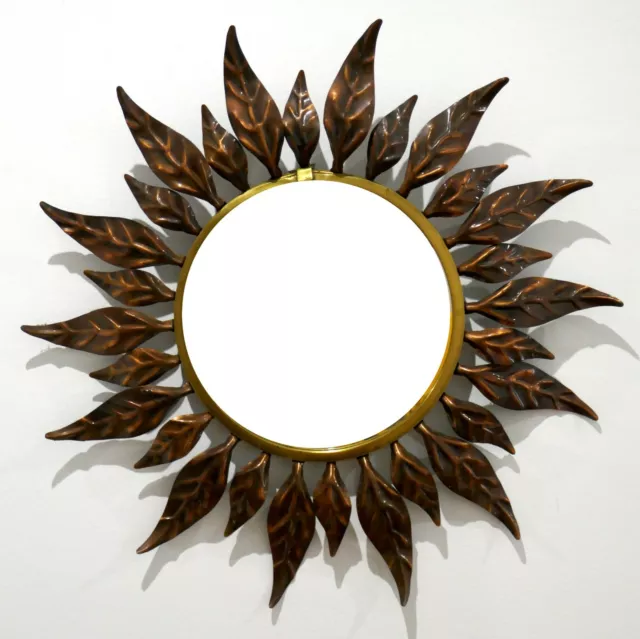 Espejo vintage sol metal hojas 60's sunburst mirror metal sunburst leaves