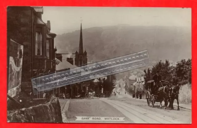 Matlock, Bank Road, Tram Lines, Horse Bus Carriage, Derbyshire Rp Pu 1918