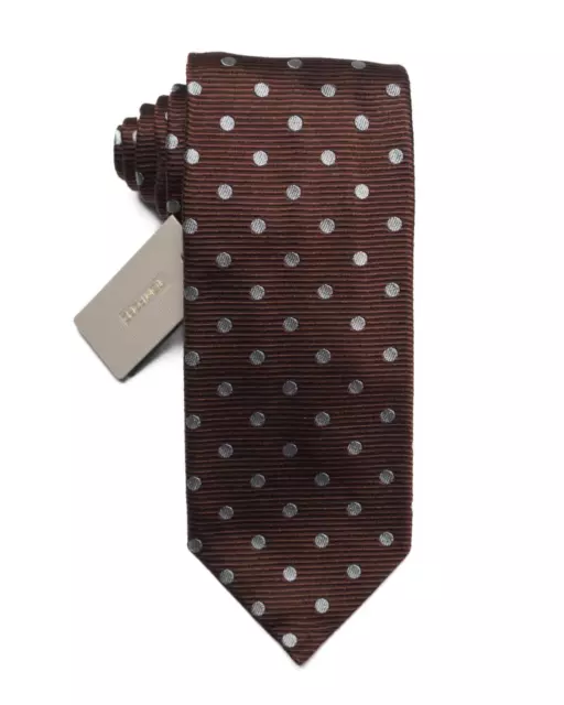 Tom Ford $275 NWT Brown Gray Polka Dot 100% Silk Tie 3.25”