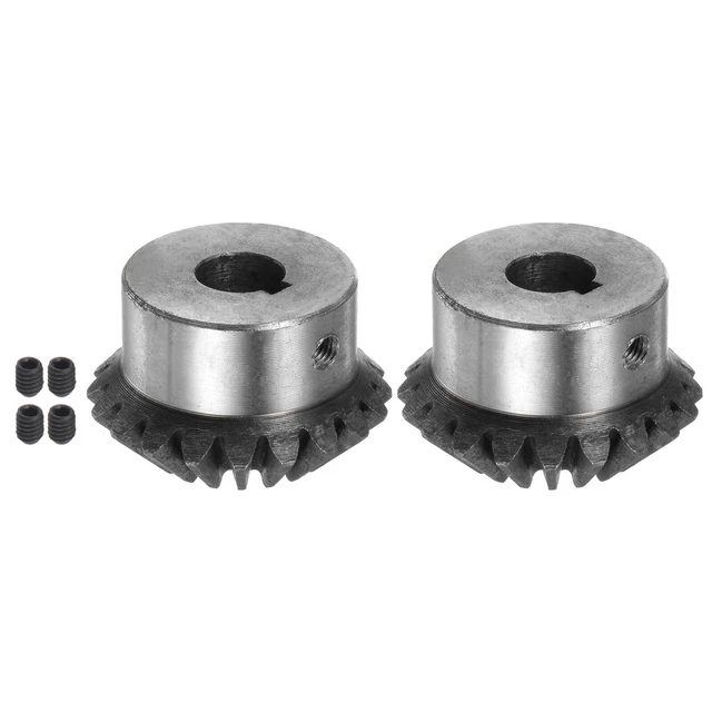 2pcs Bevel Gears 2M 20 Teeth 12mm Hole Tapered Bevel Pinion Gear, 4mm Keyway