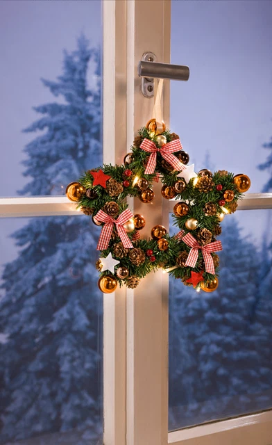 LED-Stern "Klassik,Sternförmiger Kranz mit 20 warmweißen LEDs     Ø ca. 28cm