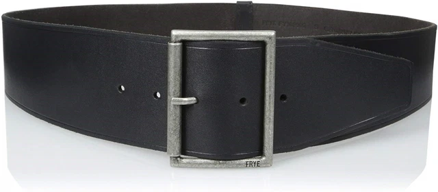 Frye 176031 Womens Shaped Casual Leather Waist Belt Solid Black Size Large