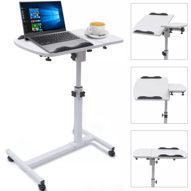 Over Bed Table Mobile Rolling Laptop Stand Computer Bedside Table Adjustable