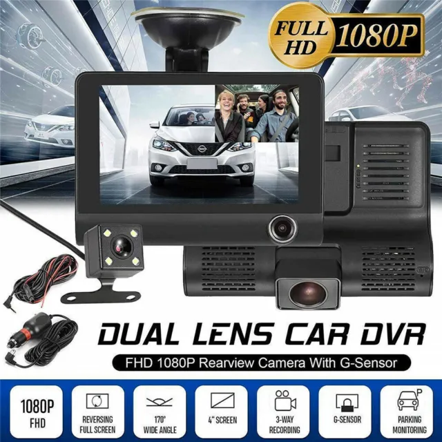 FHD 1080P Dashcam 3CH DVR Car Driving Recorder 170°Wide Angle G-Sensor Camera US