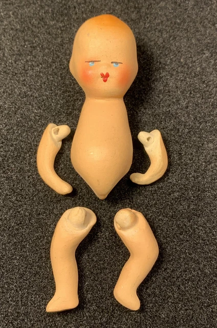 Italian Porcelain Bisque Jointed Baby Doll 4” Hand Painted