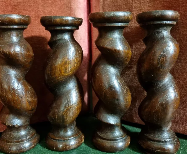 4 Barley twist turned spindle Column 5" - Antique french architectural salvage .